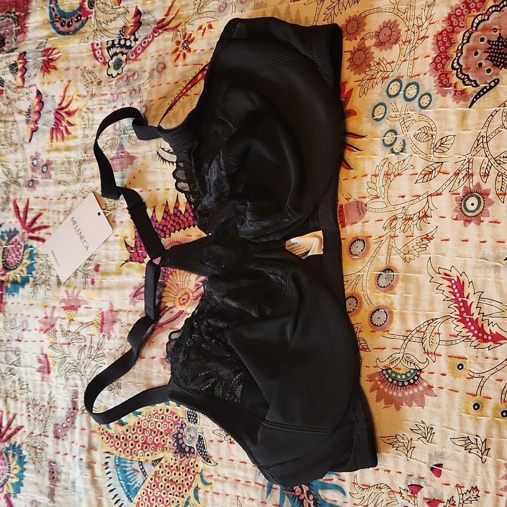 Meleneca black front close unlined minimizer bra brand new with tags 38C